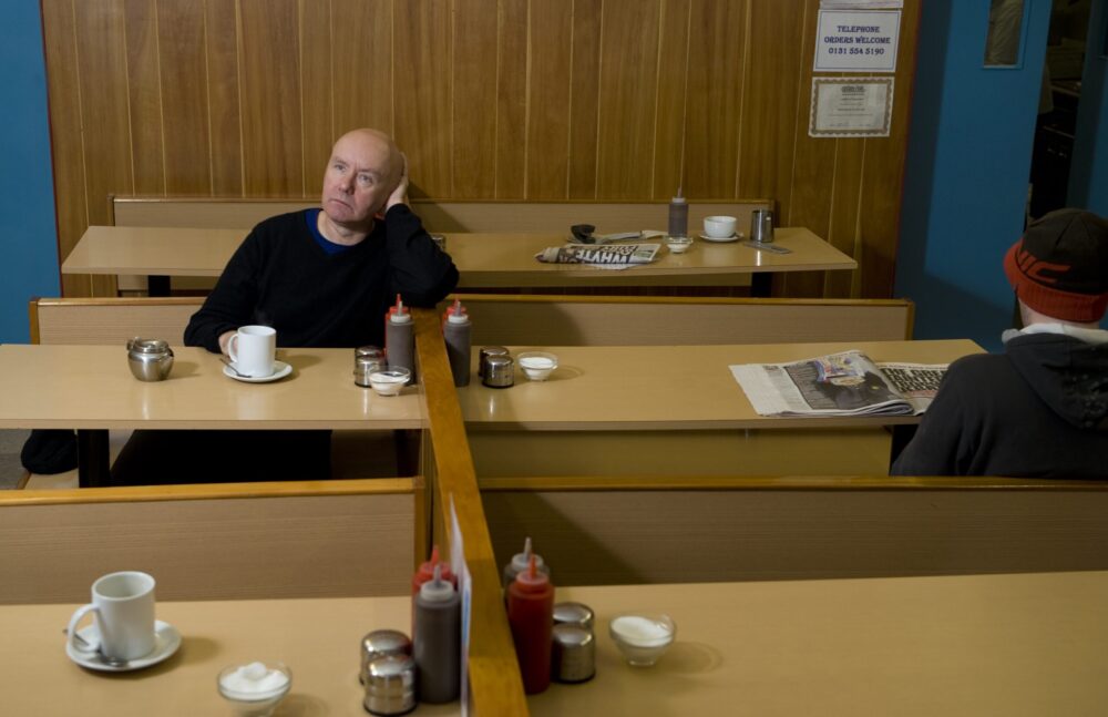 Irvine Welsh photographed exclusively for The Herald for Teddy Jamieson interview as his new book 'The Skagboys', the prequel to Trainspotting is about to go on sale.