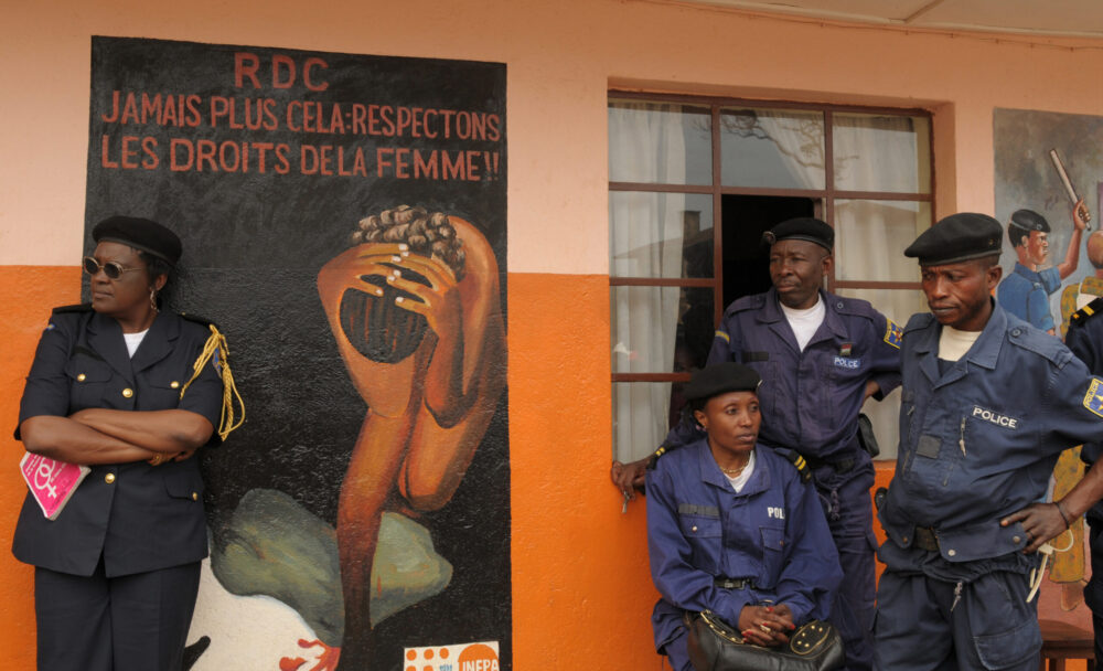 Major Honorine Munyole - female police officer in charge of sexual violence unit pictured at Bukavu Police Station.